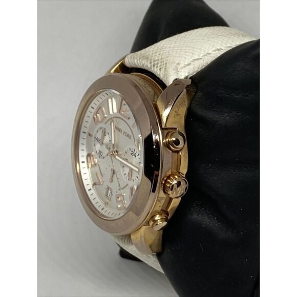 Michael Kors Mercer MK2289 Women's White Leather Analog Dial Quartz Watch UC500 - Picture 4 of 12